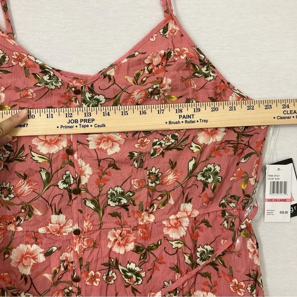 New Sangria‎ Mauve Pink Floral Ruffle High Low Maxi Dress size XXL